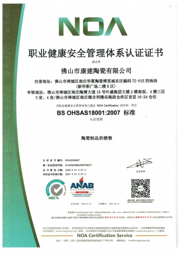 職業健康安全管理體系認證（中)